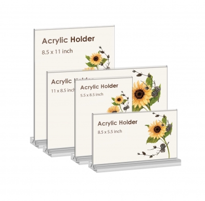 New show T-shaped 8.5x11 Acrylic Vertical Double-Sided Display Sign Holder