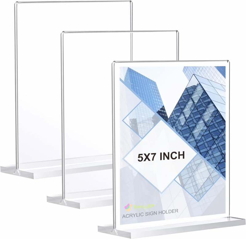 New arrive T-shaped 5.5x8.5 inches Acrylic Vertical Double-Sided Display Sign Holder